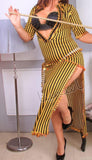 Belly dance abaya - striped - with shiny rings