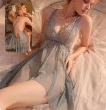 Lingerie tulle with lace from the chest and sides - open back