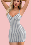 Lycra dress with bronze striped lengthwise