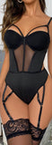 Lycra jumpsuit with tulle from the abdomen - open back
