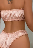 Lingerie made of ruffled satin consisting of bra and underwear