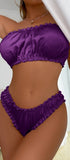 Lingerie made of ruffled satin consisting of bra and underwear