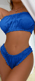 Lingerie made of ruffled satin consisting of bra and underwear