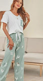 Two-piece cotton pajama set - with a butterfly print on the pants