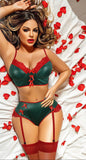 Two-piece leather lingerie with lace from the chest - with a chiffon socking