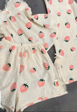 3-piece pajama with strawberry print