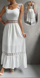 Long dress made of lycra cotton with lace from the shoulders, middle and tail