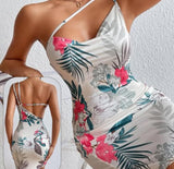 House dress made of floral lycra- with one shoulder strap - open back