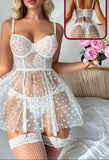 Lingerie made of tulle with hearts print - with lace on top