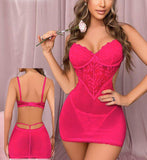 Lingerie lycra chiffon with lace from the chest - open back