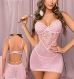 Lingerie lycra chiffon with lace from the chest - open back