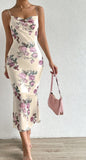 Long dress made of floral lycra cotton