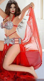 Two-piece chiffon belly dance suit - with shiny embroidery