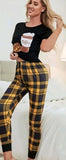 Two-piece pajama made of Lycra cotton with check pants