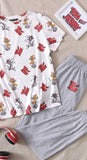 Two-piece pajama made of cotton with Tom and Jerry graphics on the T-shirt