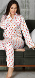 Two-piece pajama made of dotted satin