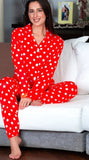 Two-piece pajama made of dotted satin