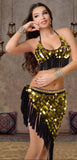 Two-piece dance suit made of lycra embroidered with shiny metal rings