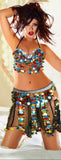 Belly dance suit - made of tulle and metal rings
