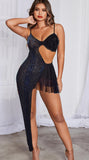 Lingerie made of chiffon with satin threads, open on one side and long on the other