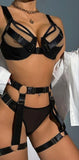 Two-piece lingerie made of lycra with belts on the waist and chest