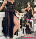 Lingerie made of chiffon with lace from the top, open in the front