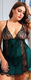 Lingerie made of chiffon with lace from the chest and sides - open back