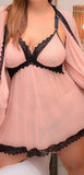 Two-piece lingerie made of chiffon with lace edges