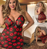 Lingerie made of chiffon with lips print