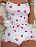 Pajamas made of lycra cotton with strawberry print