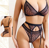 Lingerie 3 pieces made of lycra with lycra net