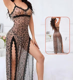 Lingerie made of chiffon, open on both sides, with lace around the openings and chest