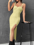 Long dress made of ribbed cotton Lycra open from one side