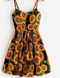 Home dress made of cotton - with sunflower print