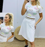 Two-piece set consisting of a T-shirt and skirt, made of cotton