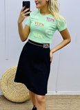 Two-piece set consisting of a T-shirt and skirt, made of cotton