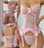 Lingerie made of lace with a long socks made of lycra net