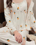 Three-piece pajama made of ribbed cotton