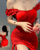 Lingerie Lycra - off shoulder - with ruffles from the side