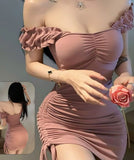 Lingerie Lycra - off shoulder - with ruffles from the side