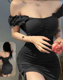 Lingerie Lycra - off shoulder - with ruffles from the side