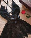 Lingerie made of lace with a satin ribbon in the middle