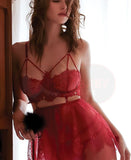 Lingerie made of tulle with lace around the chest and an open back