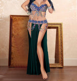 Belly dance suit - embroidered with colored beads