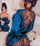 Three-piece lingerie made of satin and lace