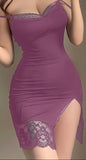 Lingerie made of Lycra, open on one side, with lace at the tail and chest