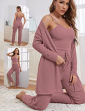 Three-piece pajamas made of ribbed cotton