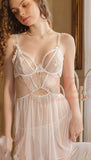 Lingerie made of chiffon with lace at the top and open sides