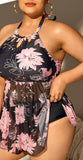 Two-piece lingerie made of Lycra and floral chiffon