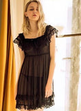 Lingerie made of chiffon with lace ruffles at the shoulders and tail